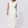 Promod Longue robe broderie anglaise - Ecru Sale