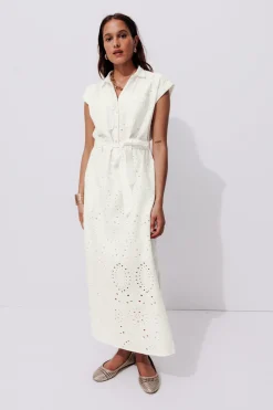 Promod Longue robe broderie anglaise - Ecru Sale