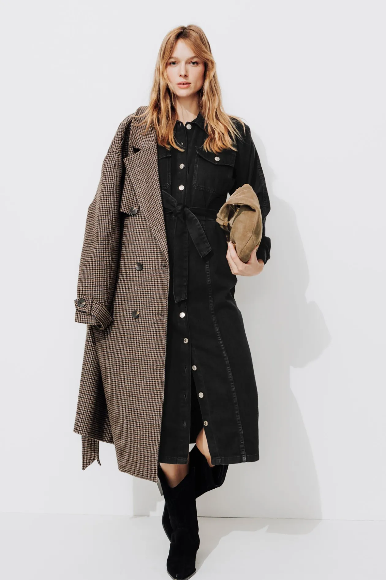 Promod Longue robe en jean Femme - Noir Discount