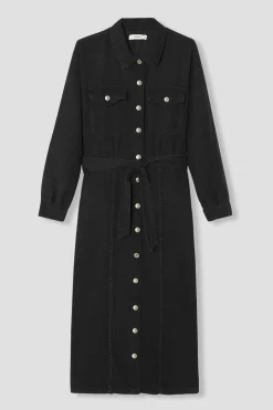 Promod Longue robe en jean Femme - Noir Discount