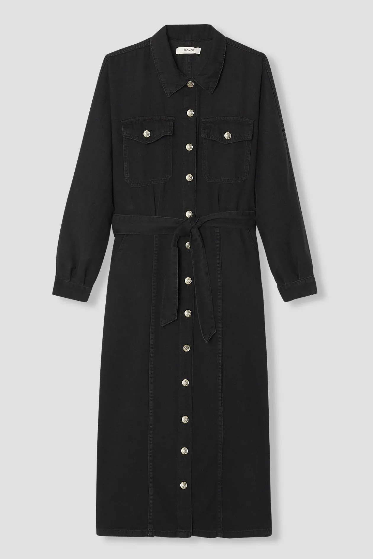 Promod Longue robe en jean Femme - Noir Discount