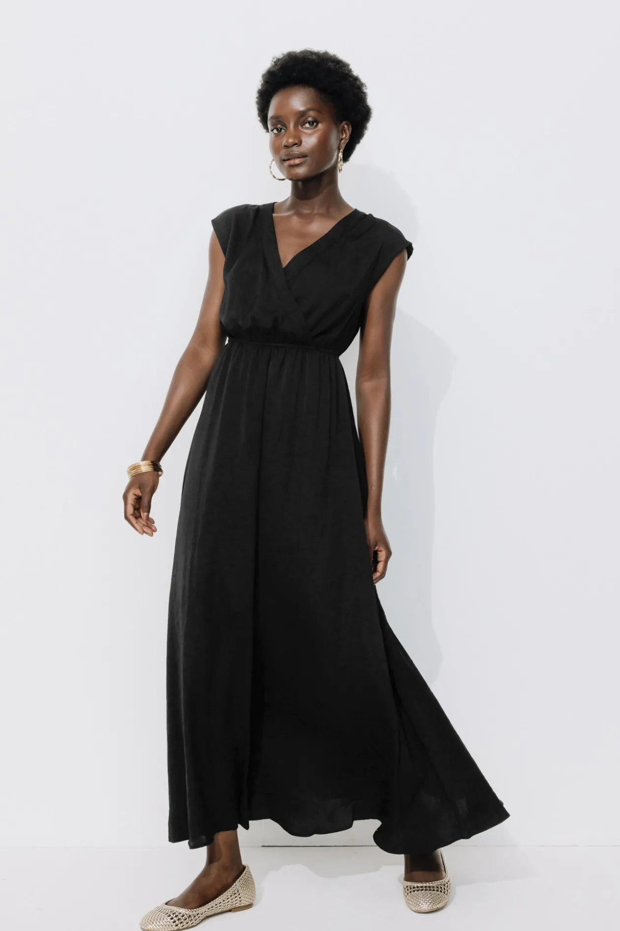 Promod Longue robe soyeuse Femme - Noir Cheap