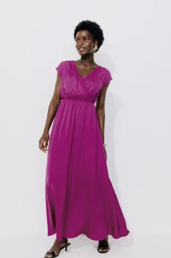 Promod Longue robe soyeuse Femme - Violet Sale