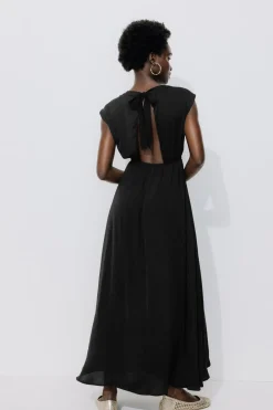 Promod Longue robe soyeuse Femme - Noir Cheap
