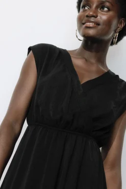 Promod Longue robe soyeuse Femme - Noir Cheap