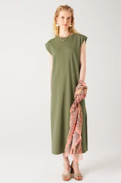 Promod Longue robe t-shirt Femme - Kaki Sale