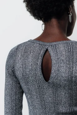 Promod Longue robe-pull pailletée - Argent Fashion