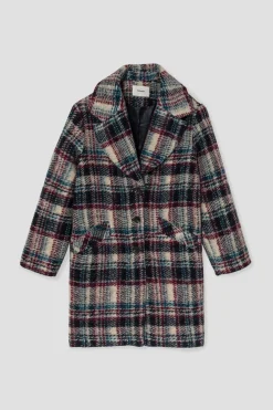 Promod Manteau à carreaux en laine - Carreaux marine Carreauxmarine Clearance