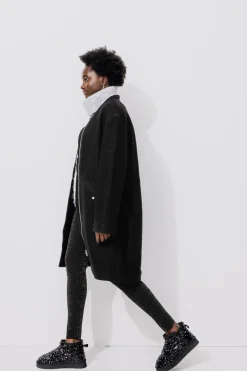 Promod Manteau bomber en laine - Noir Discount