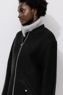 Promod Manteau bomber en laine - Noir Discount