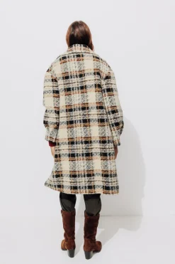 Promod Manteau en laine à carreaux - Carreaux écrus Carreauxécrus New