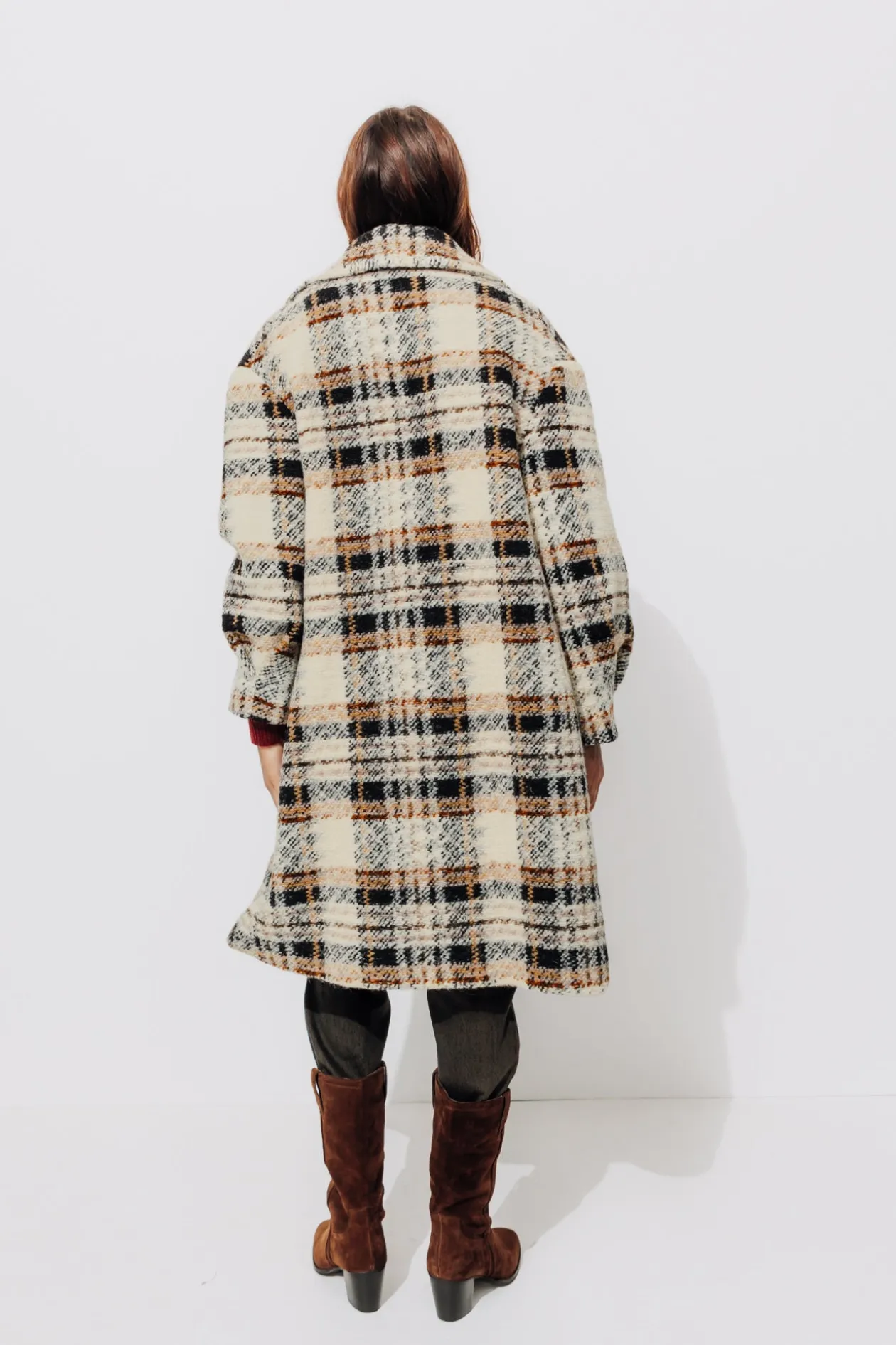 Promod Manteau en laine à carreaux - Carreaux écrus Carreauxécrus New
