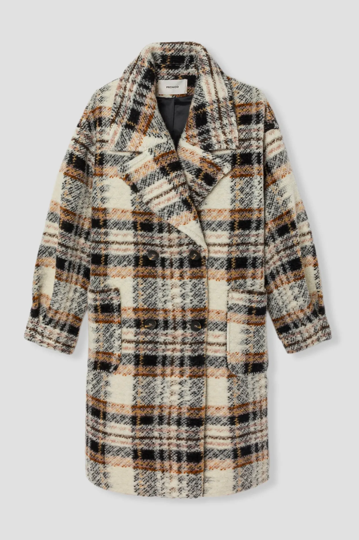 Promod Manteau en laine à carreaux - Carreaux écrus Carreauxécrus New