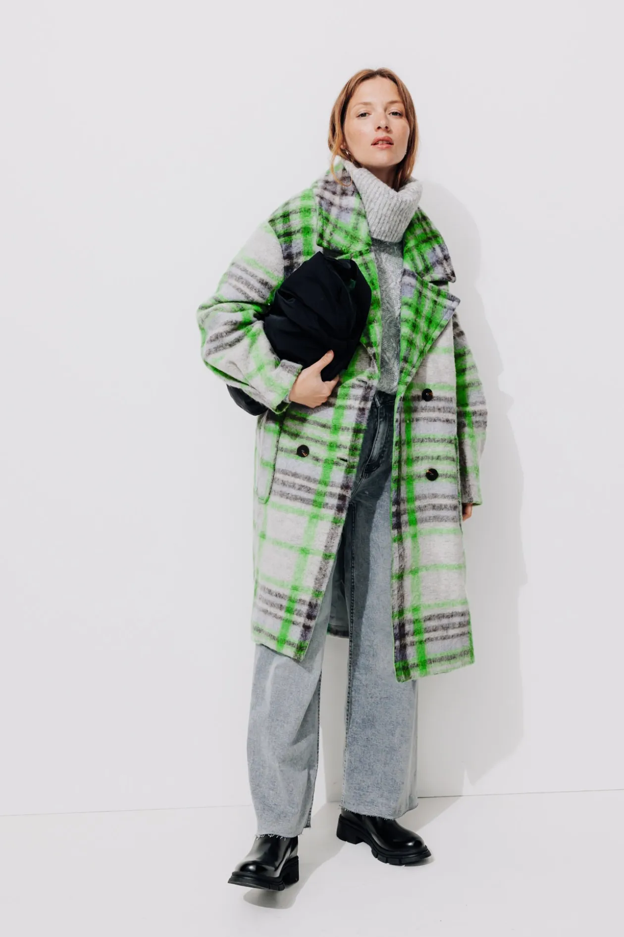 Promod Manteau en laine mélangée - Carreaux multicolores Carreauxmulticolores Hot