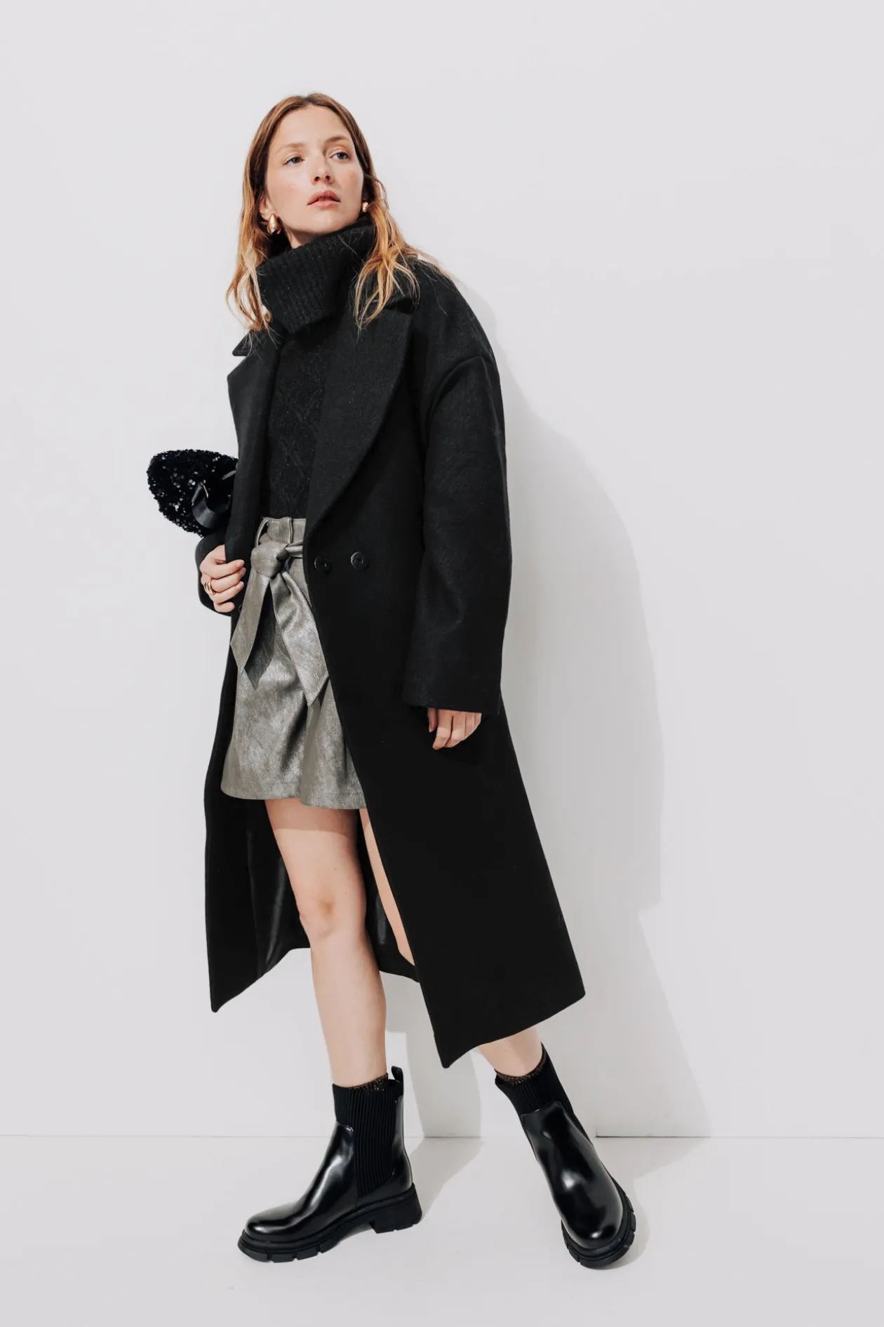 Promod Manteau en laine mélangée - Noir Clearance
