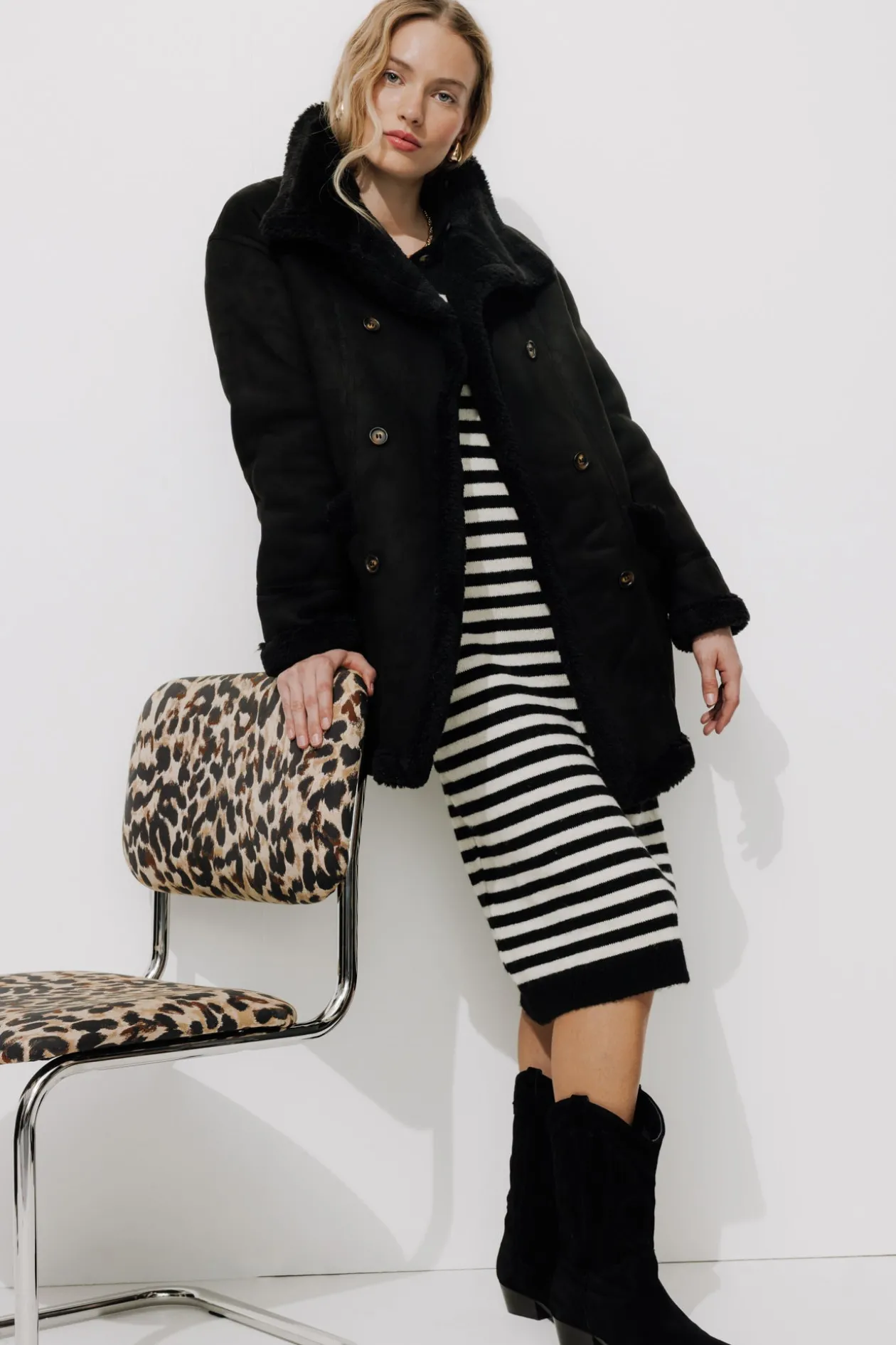 Promod Manteau en moumoute retournée - Noir Store