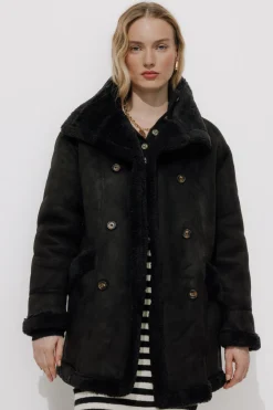 Promod Manteau en moumoute retournée - Noir Store