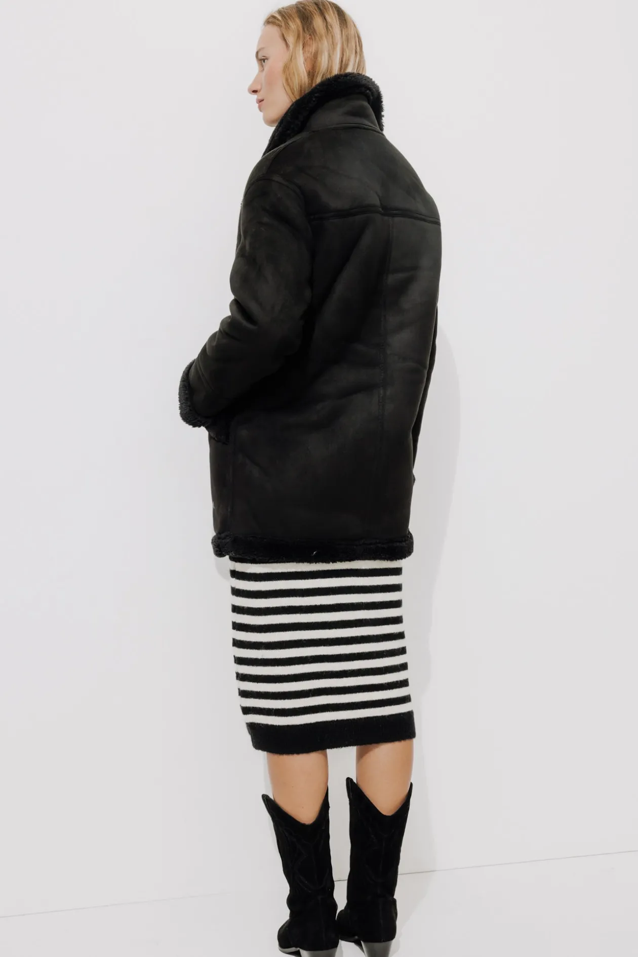 Promod Manteau en moumoute retournée - Noir Store