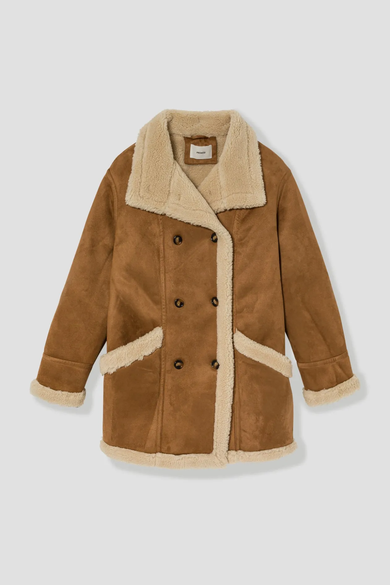 Promod Manteau en moumoute retournée - Camel Discount