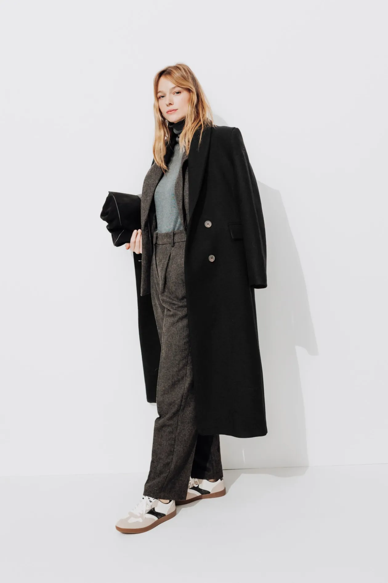 Promod Manteau long en laine Femme - Noir Fashion