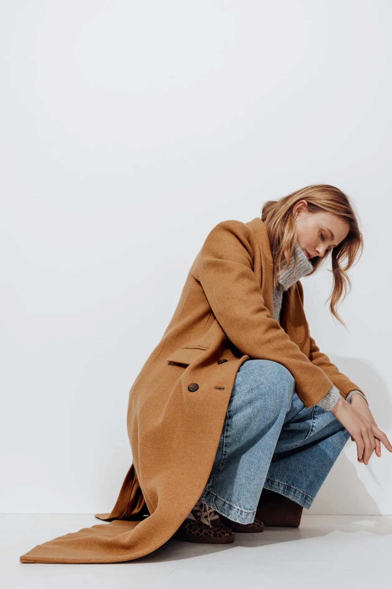 Promod Manteau long en laine Femme - Camel Online