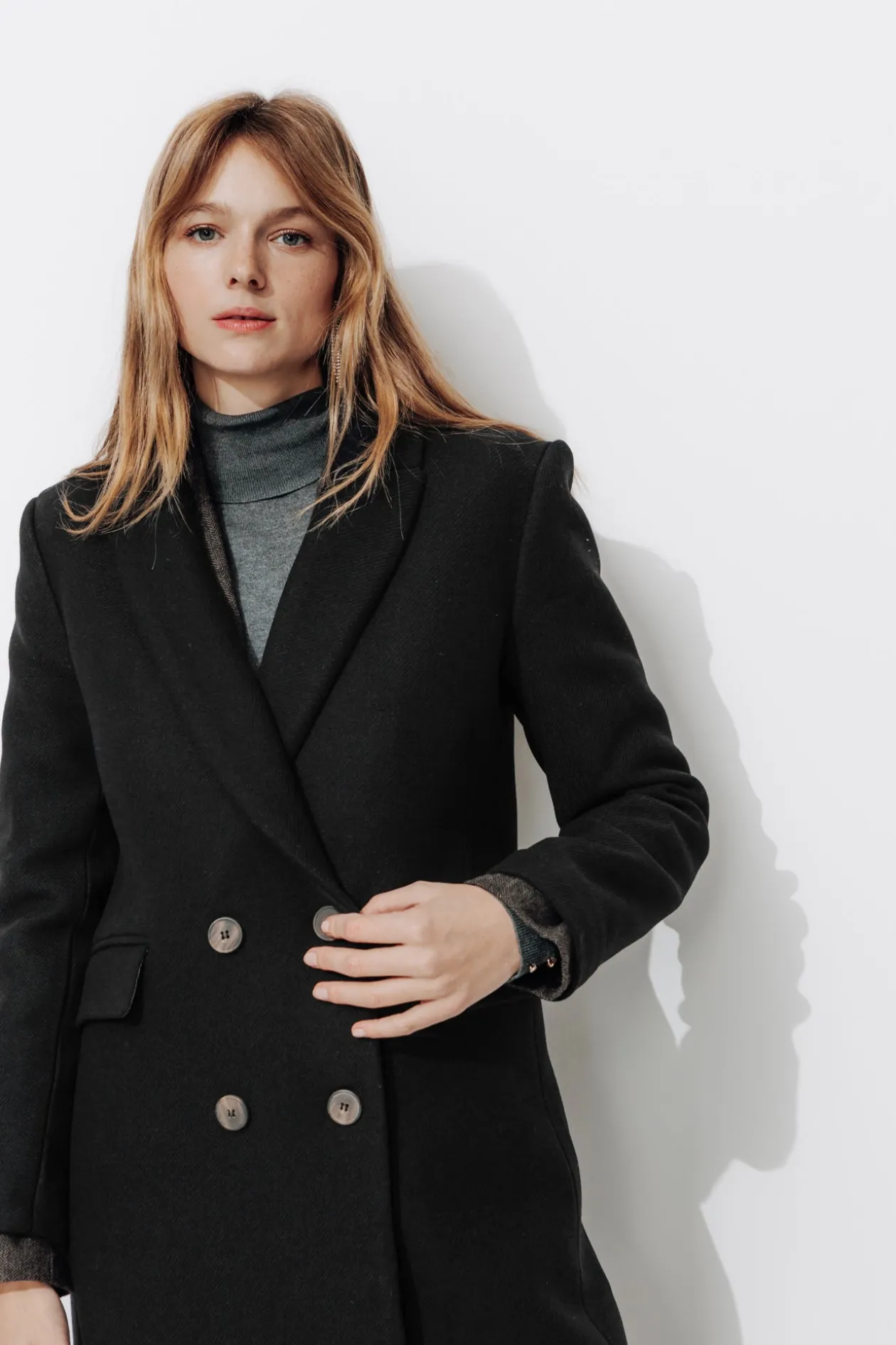 Promod Manteau long en laine Femme - Noir Fashion