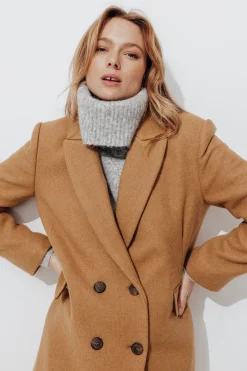 Promod Manteau long en laine Femme - Camel Online