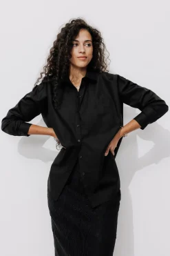 Promod Maxi-chemise unie éco-conçue - Noir Hot