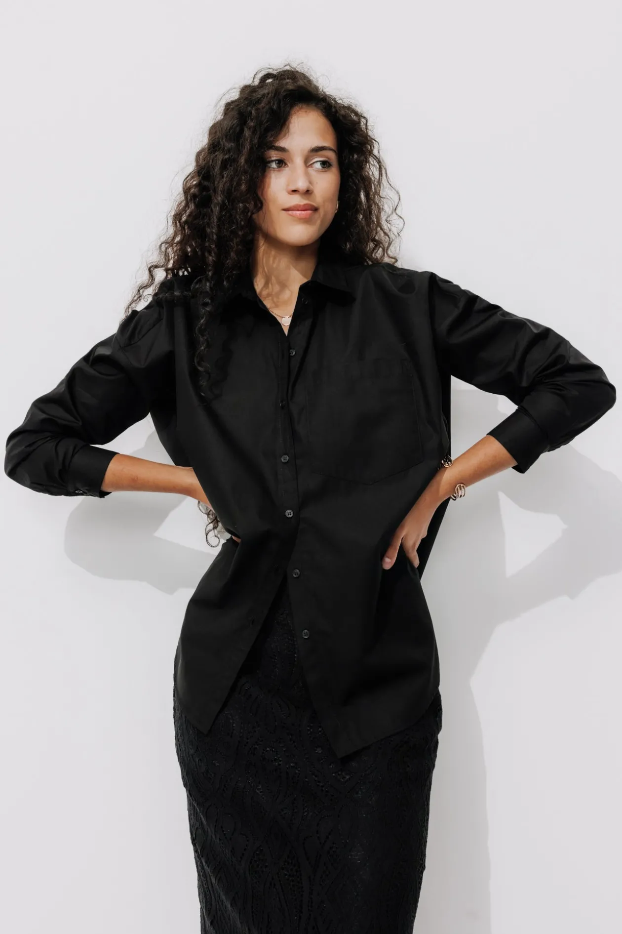 Promod Maxi-chemise unie éco-conçue - Noir Hot