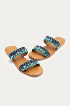 Promod Mules perlées Femme - Bleu Clearance