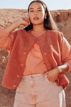 Promod PALOMA en moumoute réversible - Imprimé orange Impriméorange Store