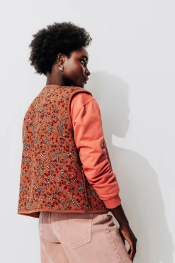 Promod PALOMA en moumoute réversible - Imprimé orange Impriméorange Store