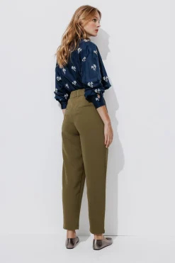 Promod Pantalon à pinces Femme - Kaki Cheap