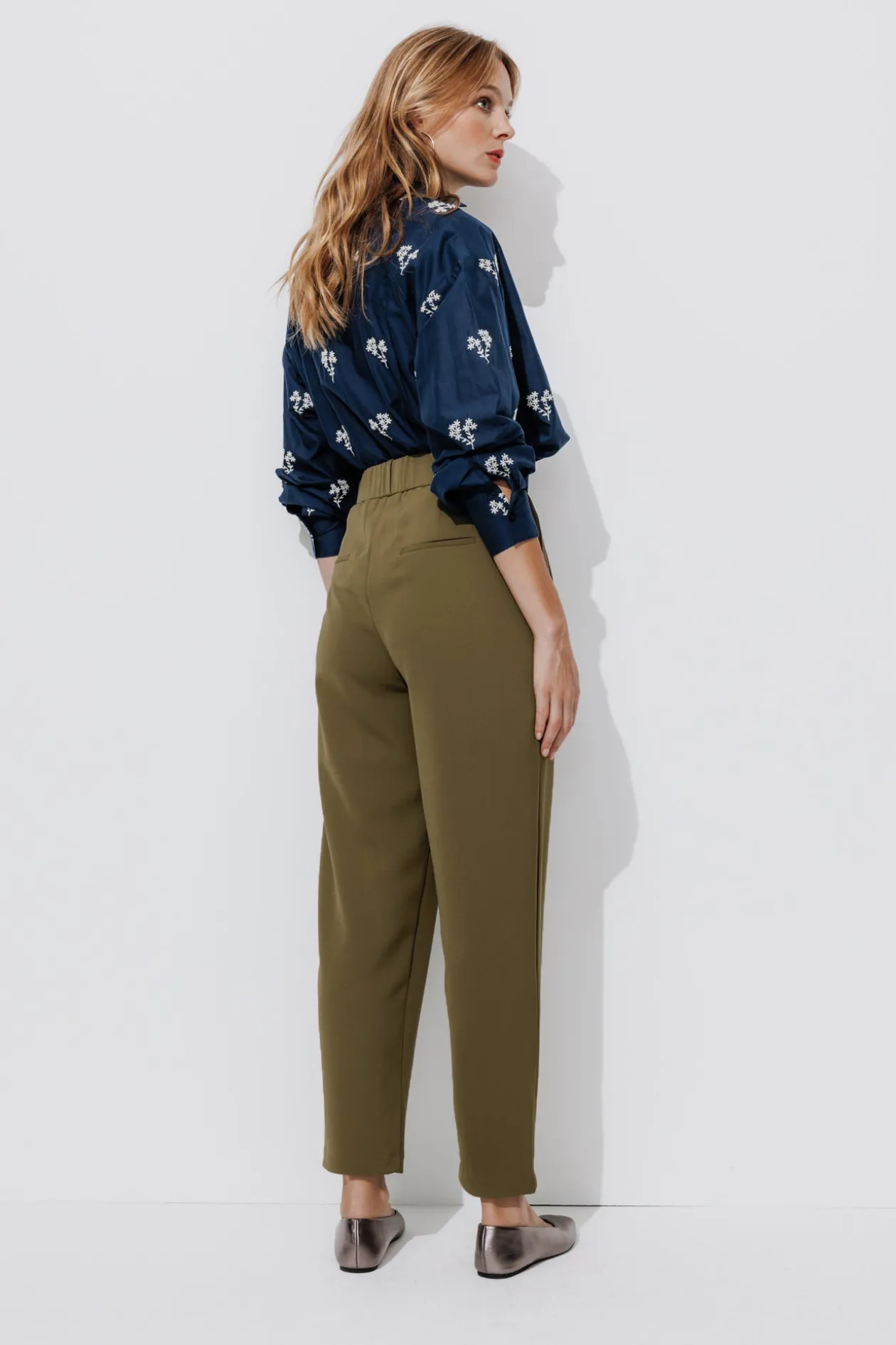 Promod Pantalon à pinces Femme - Kaki Cheap