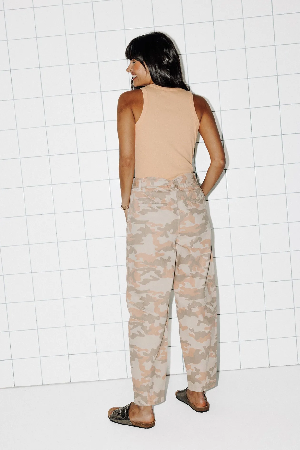 Promod Pantalon baggy imprimé Femme - Imprimé Pêche ImpriméPêche New