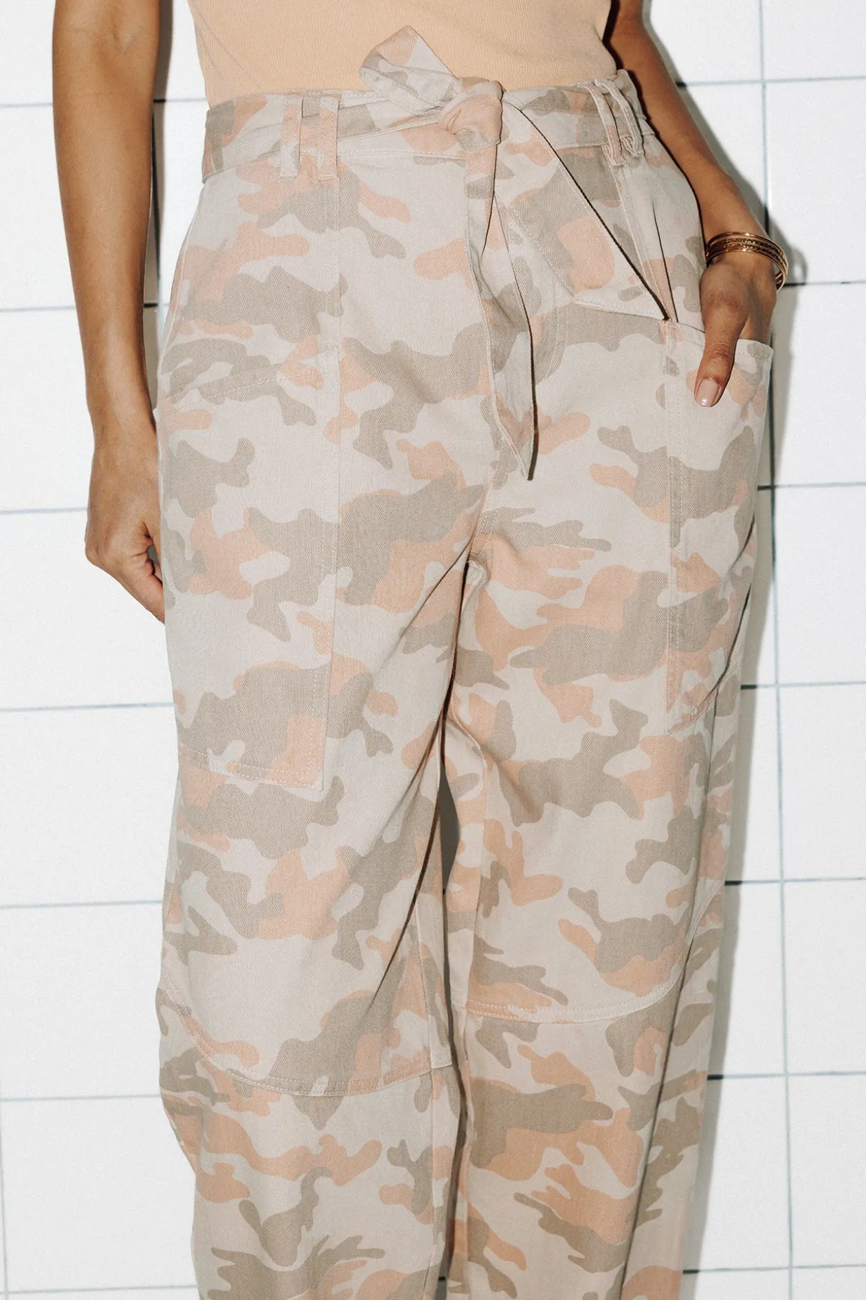 Promod Pantalon baggy imprimé Femme - Imprimé Pêche ImpriméPêche New
