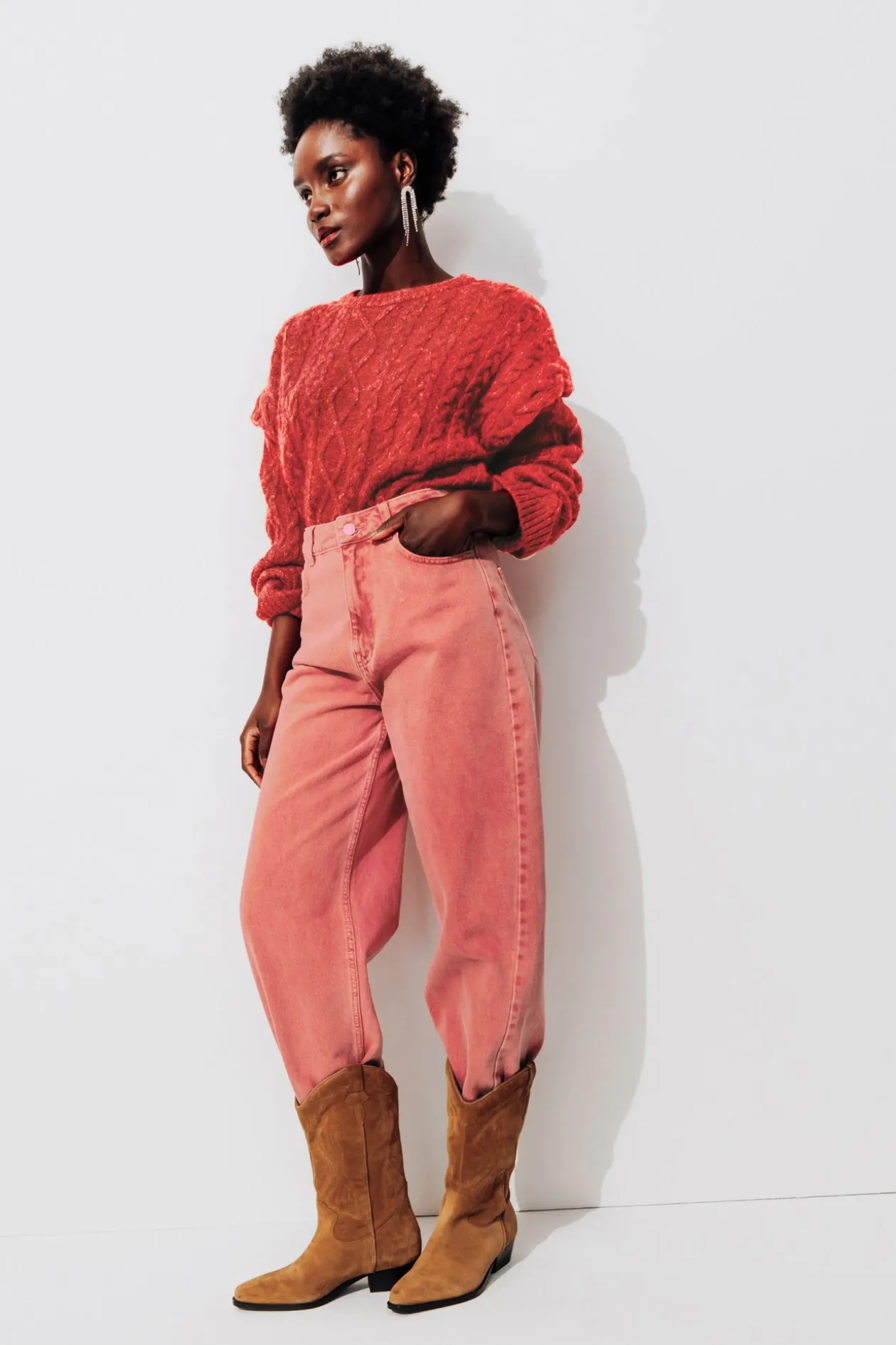 Promod Pantalon barrel/balloon Femme - Rouge New