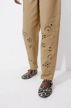 Promod Pantalon broderie anglaise - Beige Shop