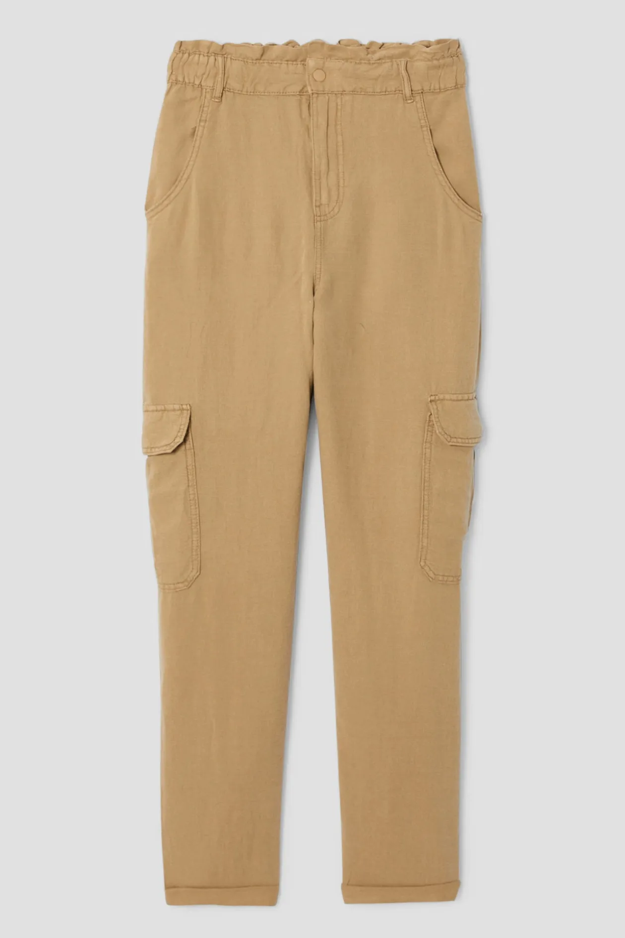 Promod Pantalon cargo en lin Femme - Sable Shop