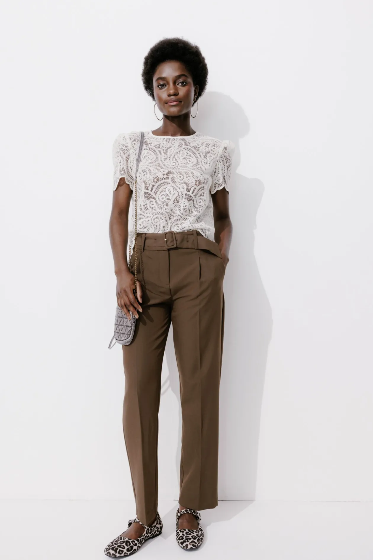 Promod Pantalon carrot Femme - Marron Shop