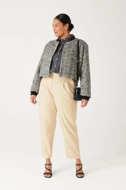 Promod Pantalon carrot taille haute - Beige Discount