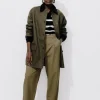 Promod Pantalon chino à pinces Femme - Kaki Flash Sale