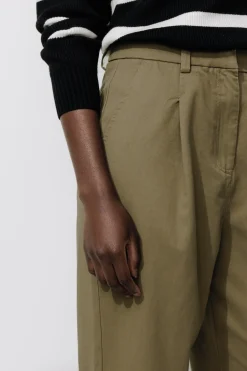 Promod Pantalon chino à pinces Femme - Kaki Flash Sale