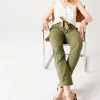 Promod Pantalon chino ceinturé Femme - Kaki Sale