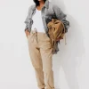 Promod Pantalon chino ceinturé Femme - Ecru Discount