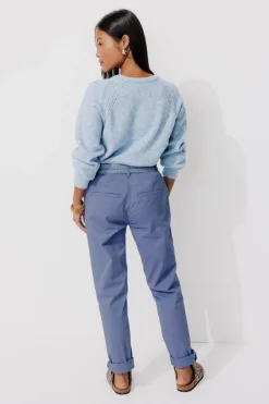 Promod Pantalon chino ceinturé Femme - Bleu Store