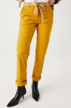 Promod Pantalon chino ceinturé Femme - Ocre New