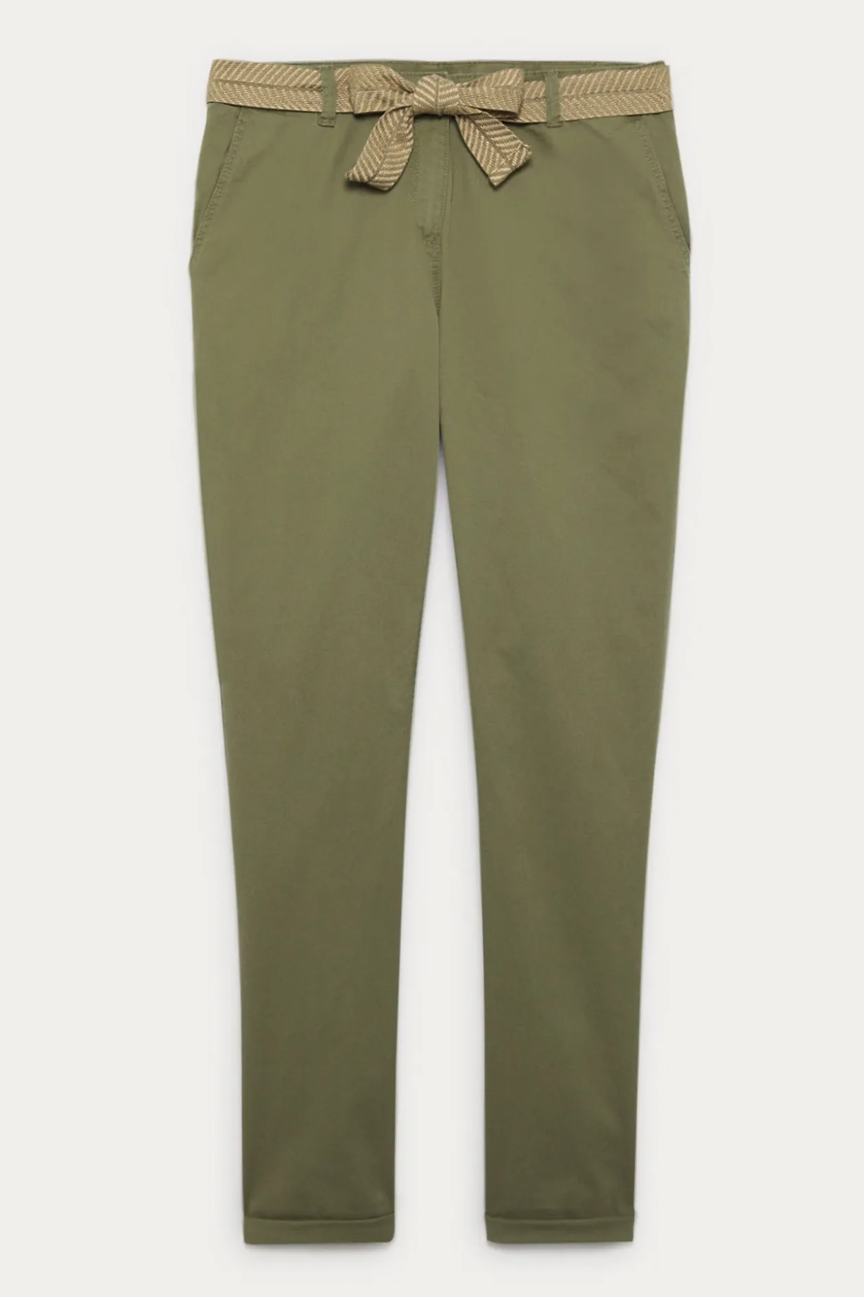 Promod Pantalon chino ceinturé Femme - Kaki Sale