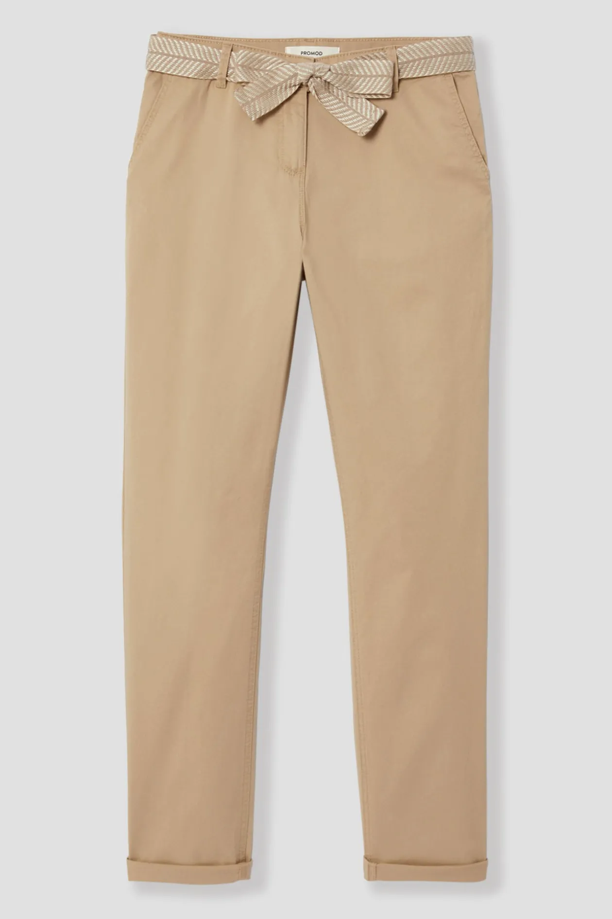 Promod Pantalon chino ceinturé Femme - Ecru Discount