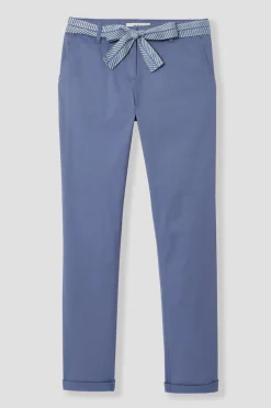 Promod Pantalon chino ceinturé Femme - Bleu Store